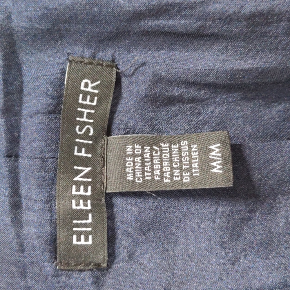 Eileen Fisher Linen Blend Open Front High Collar Coat in Midnight Blue Size M - Picture 6 of 9